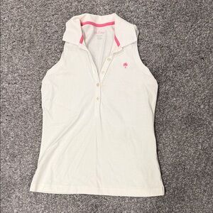 Lilly Pulitzer White Polo Tank with Pink Trim